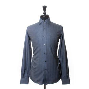 Sam Abouhassan Gray Herringbone Cotton Shirt